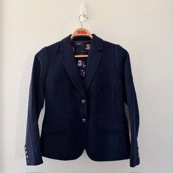 Talbots Shetland Aberdeen Blazer Blue Herringbone Lined Vent Women's 6 NWOT - Picture 2 of 9